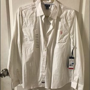 NWT XL TOMMY HILFIGER STRETCH BUTTON UP TOP
